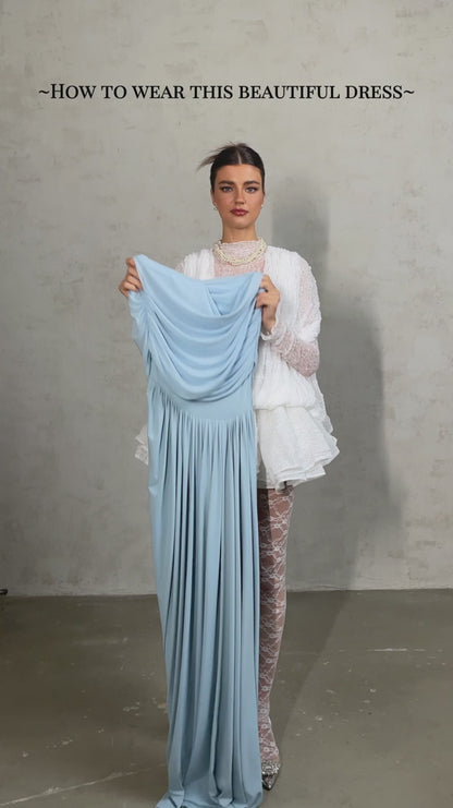 Marbella – Vestido Maxi Asimétrico Plisado